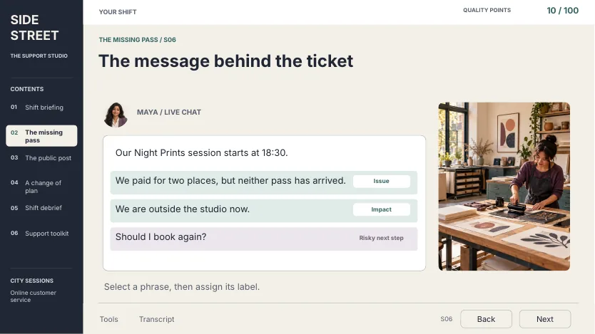 Storyboard version of the phrase-tagging screen