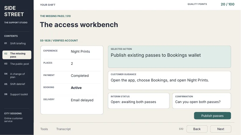 Storyboard version of the access workbench